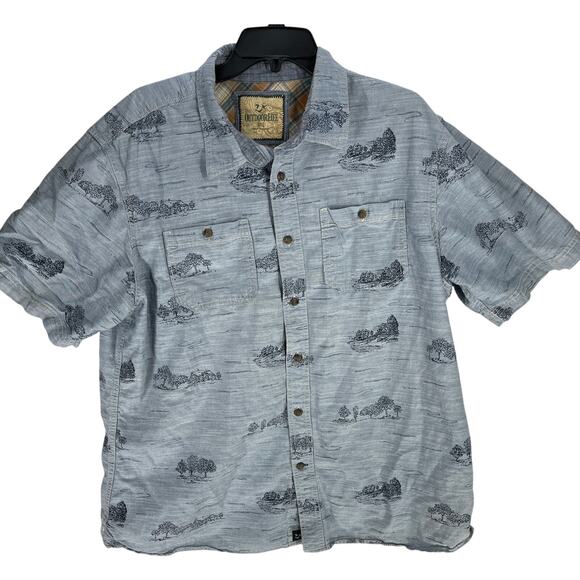Outdoor Life Other - Outdoor Life Button Up Shirt Mens XL Blue Trees Forest Short Sleeve 100% Cotton